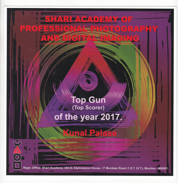 Top Gun Award from Shari Academy Mumbai India